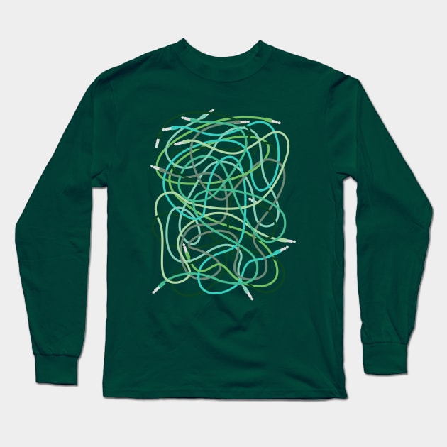 Modular Synth Patch Cables Long Sleeve T-Shirt by Atomic Malibu